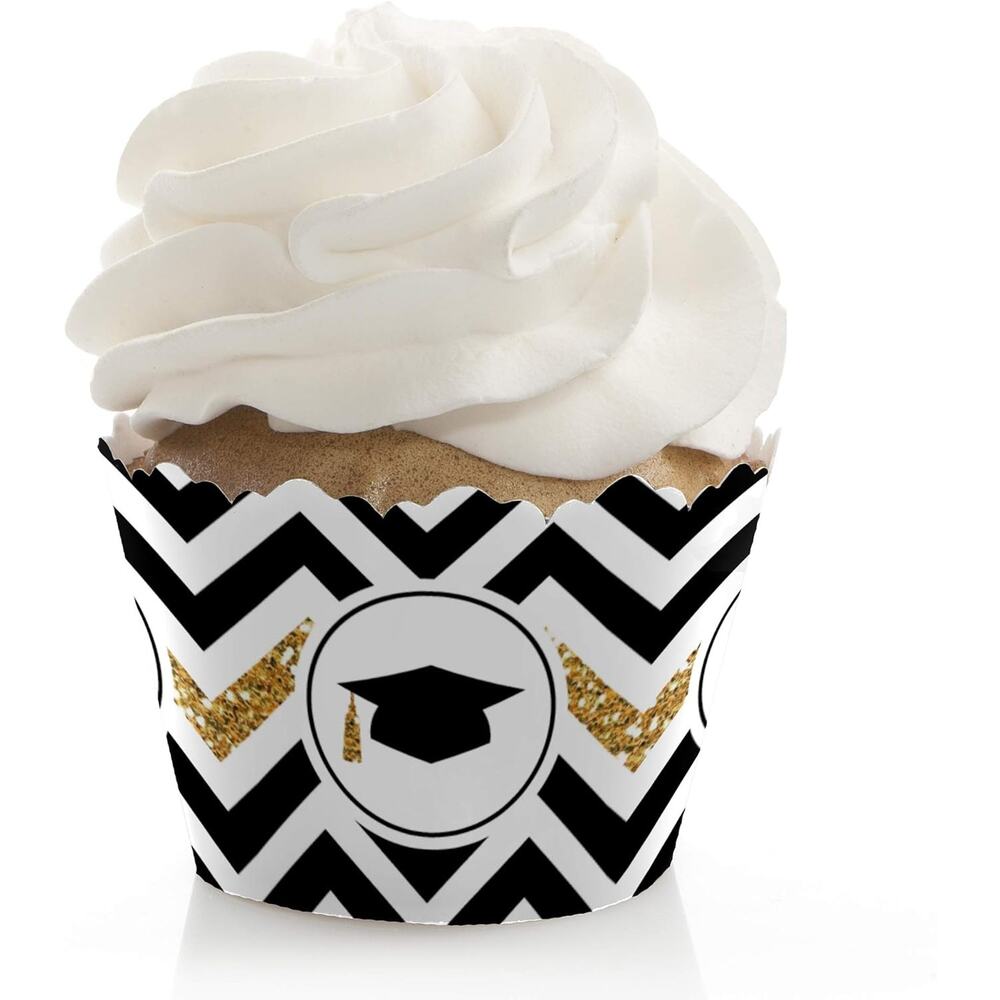 Big Dot of Happiness Gold Graduation Party Cupcake Wrappers New Set of 12